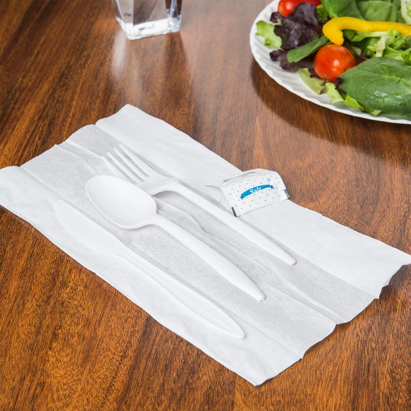 Plastic Cutlery Packets - Knife Fork Spoon Napkin Salt Pepper