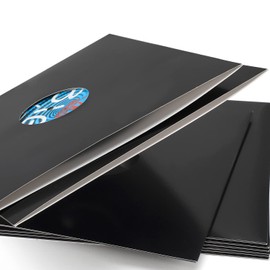 Facmogu - 10 fundas de vinilo de 12 pulgadas, chamarra de cartón de 350 g/m² con orificio, fundas de álbum de vinilo LP de peso pesado, fundas protectoras de almacenamiento de discos de vinilo antiestático, color negro brillante