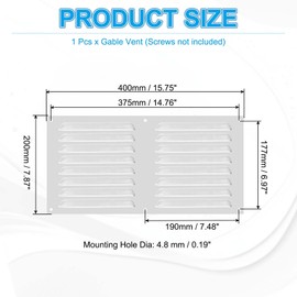 PATIKIL 8x16 Inch Aluminum Vent Cover, Screen Air Grille Ventilation Cover HVAC Louvered Grill Built-in Mesh for Home Kitchen Fireplace Bathroom Wall Ceiling, Silver