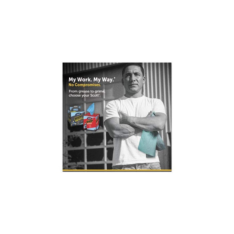 Scott Kimberly-Clark 75190-8PK Blue Shop Towels, 10" x 12", Box