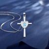 FANCIME Turquoise Cross Necklace For Women Sterling Silver Birthstone Necklace