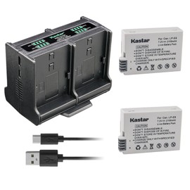 Kastar 2-Pack Battery and Quadruple Charger Compatible with Canon LP-E8 LPE8 Battery, LC-E8 LC-E8E Charger, EOS T2i T3i T4i T5i 550D 600D 650D 700D Kiss X4 X5 X6 Camera, BG-E8 Camera Grip