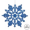 Vickerman Plastic Glitter Snowflake, 4-Inch, Blue, 24 Per Box