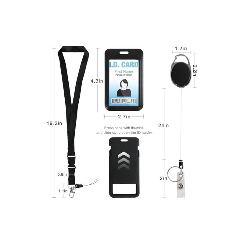 Retractable Badge Reel Heavy Duty Detachable Lanyard ID Card Holder