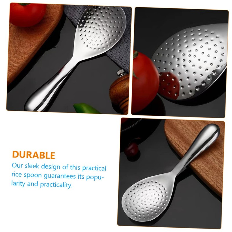 Alipis 2pcs Non-Stick Rice Spoon Paddle Thickened Metal Chinese Spoons