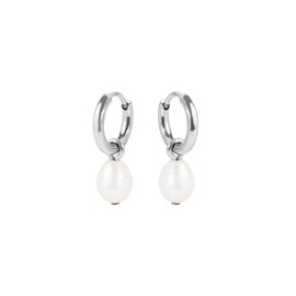 MIA Jewelry Teardrop Earrings | Convertible Real Pearl Huggie Earring| Hypoallergenic Earrings | Stainless Steel | Freshwater Pearls | No Allergic Reaction | No Stains | 8 mm Inside Diameter | 10mm Pearl Size