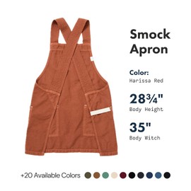 hedley & bennett Professional Cross-Back Smock - 7oz Cotton-Linen Kitchen Apron with Large Pockets - Unisex Chef Workwear for Cooking & Grilling - Harissa