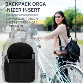 Berkelen Backpack Organiser Waterproof Bag Organiser Handbag Bag Organiser Travel Organiser Bag in Bag Organiser Inner Pockets for Backpack Black