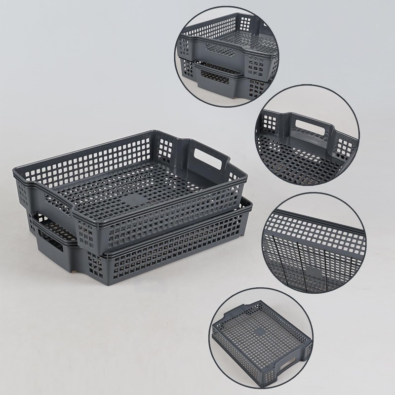 Leendines 6 Packs Stackable Organizer Storage Basket Trays, Plastic Office