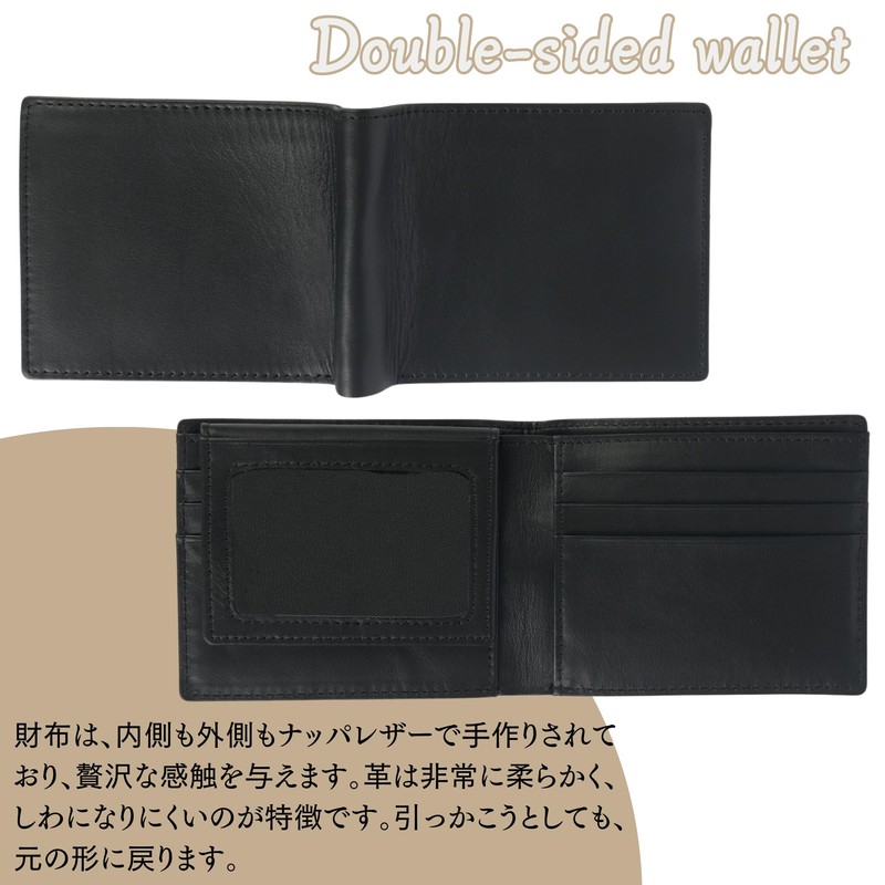 [vinacreations] Men's Bi-fold Genuine Cowhide Leather Wallet Thin Leather Wallet,