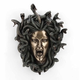 Veronese Design 13 5/8 Inch Head of Medusa Gothic Greek Fantasy Wall Plaque Cold Cast Resin Antique Bronze Finish Statue