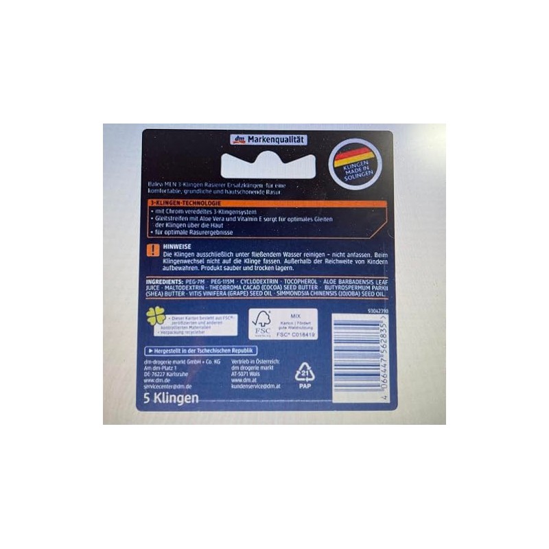 Balea MEN Razor Blades, 3-Blade Razor, Pack of 5