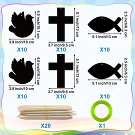 WATINC Christian Cross Scratch Cards - 60pcs Geometric Cross Magic Scratch Paper DIY Art Ornaments, Color Crafts Kit for Kids, Christian Religious Sunday School Classroom Supplies Decorations