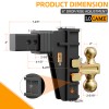 LOCAME 2" Receiver 6" Drop/Rise Adjustable Tow Hitch Dual Ball