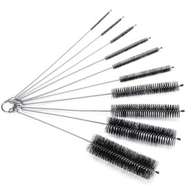 Onwon 10 Pcs Nylon Tube Brush Set Pipe Cleaning Nylon Brushes 8 inch with Protective Cap for Drinking Straws/Glasses/Keyboards/Beaker/Jewelry Cleaning, Antistatic Brushes