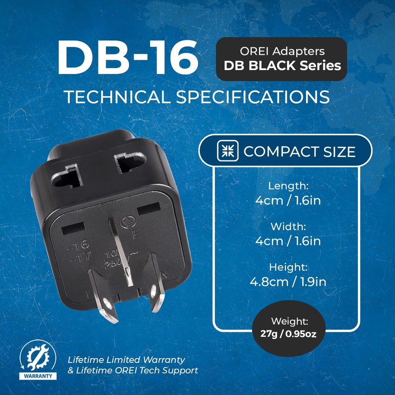 Orei 2 in 1 USA to Australia/China Adapter Plug (Type
