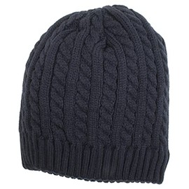 Atano Mens Cable Knit Beanie Hat with Warm Plush Lining Blue
