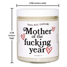 Cool Girl Candles |Mother of The Year Mothers Day Candle Balsam + Cedar Scented Candle | All Natural Coconut Soy Wax Clean Burning | Funny Gifts | 8.5 fl oz