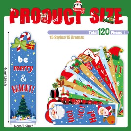 120 Pcs Christmas Bookmarks Bulk for Kids Scratch and Sniff Bookmarks Christmas Holiday Bookmarks Christmas Scented Bookmarks Assorted Christmas Educational Bookmark for Kid Student Reader