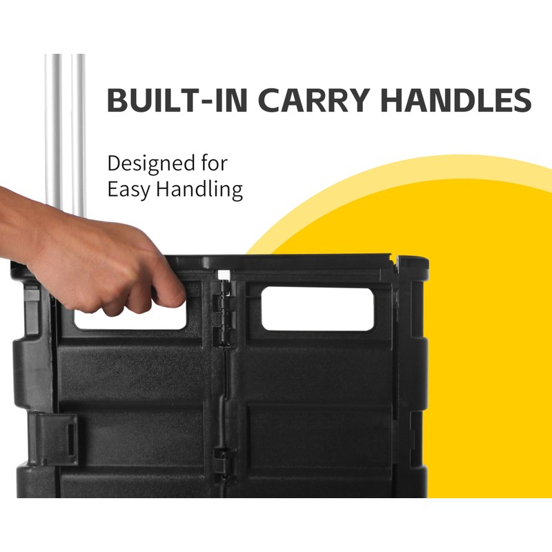 MaxWorks 51051 Collapsible Black Rolling Folding Dolly Cart for Teachers
