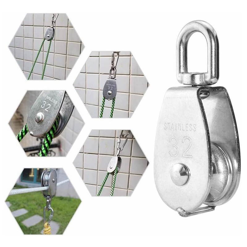 E-TING M32 Single Pulley Block, 250KG/551Lbs Heavy Duty Swivel Lifting