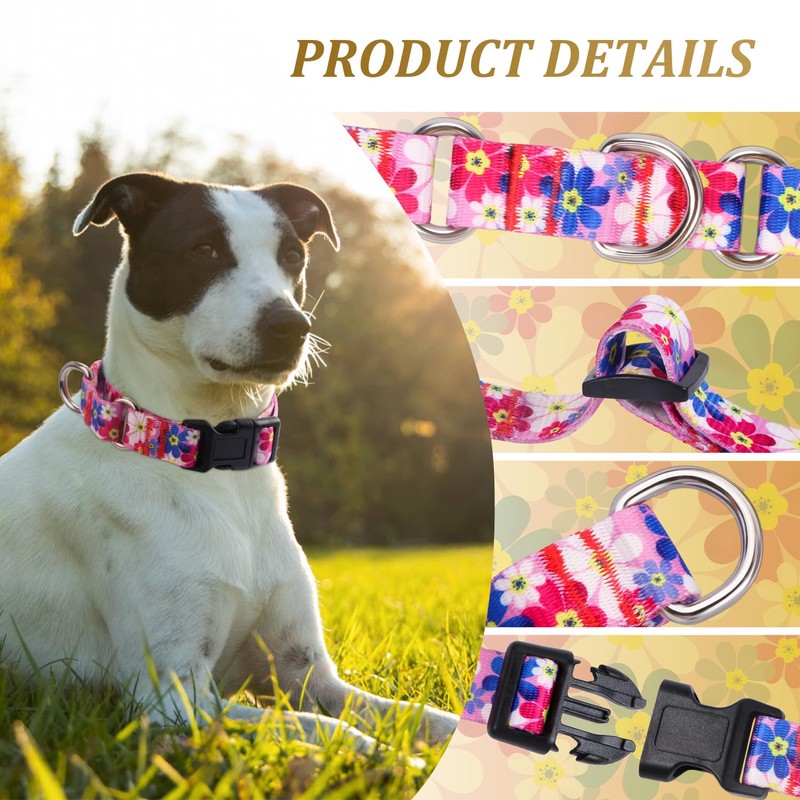 Rhea Rose Dog Martingale Collar with Quick Release Buckle, Adjustable