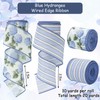 AnyDesign Hydrangea Flower Wired Edge Ribbon Blue Floral Stripe Craft