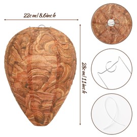 DECYOOL 4 Pack Paper Wasp Nest Decoy Hanging Wasp Nest Stay Away from Wasps Hornets Yellow Jackets(Reddish Brown)