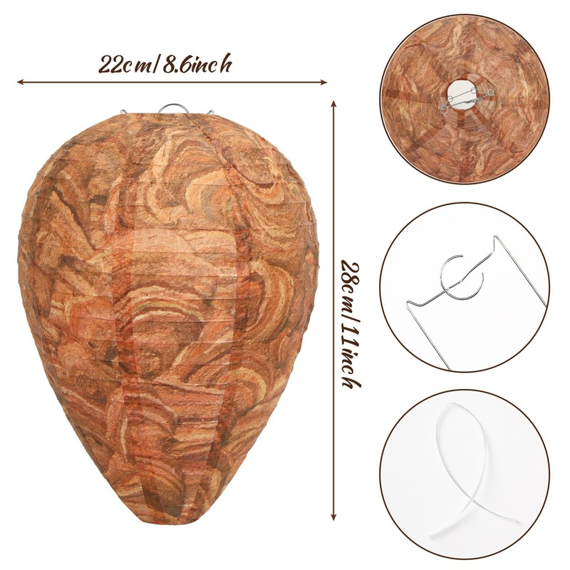 DECYOOL 4 Pack Paper Wasp Nest Decoy Hanging Wasp Nest