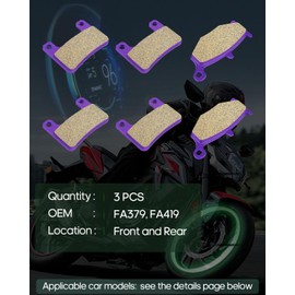 SCITOO Carbon Fiber Brake Pads Fit for Suzuki GSXR1000, GSXR600, GSXR750, Hayabusa GSX1300R, Hayabusa GSX1300RA ABS - All-Weather Motorcycle Brake Pads - Front and Rear - 3 Pairs (6 Pads)