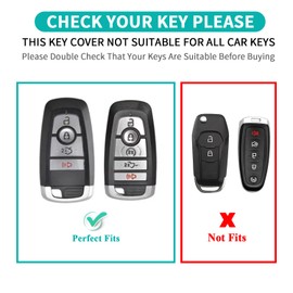 MILD EAST for Ford Leather Car Key Cover, Remote Key Fob Cover Compatible with F150 F250 F350 F450 F550 Lincoln Mustang Fusion Expedition Explorer Escape Edge (4 Buttons,Brown)
