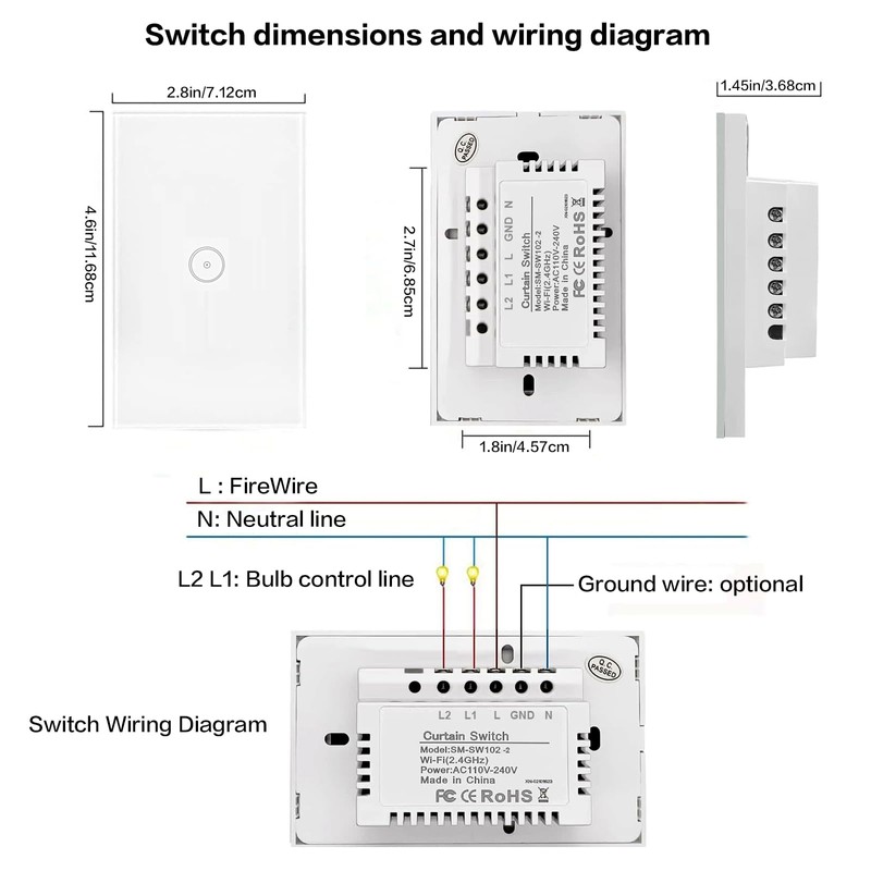 Jinvoo Smart Light Switch, WiFi Light Switch, Compatible with Alexa