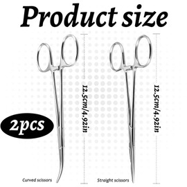 Piercingzange, 2 Stück, Edelstahl, Pinzette, Fellschere für Hunde, Angelzange, Mehrzweckzange für Tierpflege (gerade und gebogen) – 12,5 cm