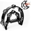 Tambourine Double Row Metal Jingles Half Moon Musical Instruments Tamborines