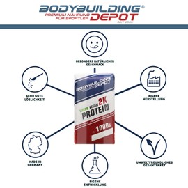 Bodybuilding Depot® - Veganes Proteinpulver 1kg, Vegan 2k, Umweltfreundlich in Papier verpackt, 100% pflanzlich, Sehr gute Löslichkeit, Natürlicher Geschmack (Vanille)