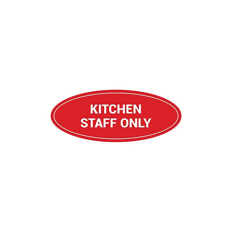 Signs ByLITA Oval Kitchen Staff Only Sign (Red) - Large