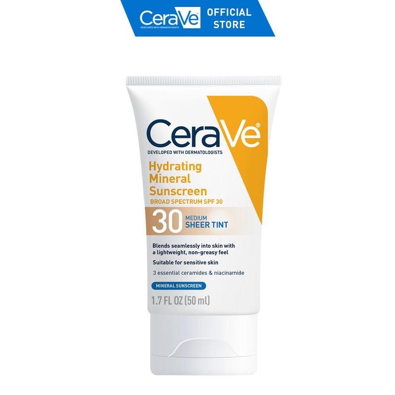 CeraVe Sheer Tint Hydrating Mineral Sunscreen SPF 30:_Medium + Dark