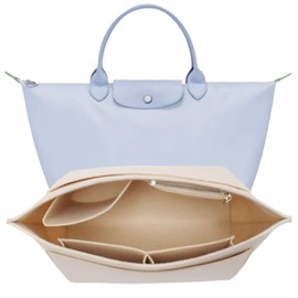 YORFULL Bag Organiser Insert, Felt Bag Organizer, Handbag Organiser Beige Tote Bag Insert Purse Accessories with 8 Pockets Medium