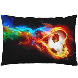 EKOBLA Throw Pillow Cover Football Sports American Ball Burning Football Popular Game Team Cool Goal Success Artwork Decor Lumbar Pillow Case Cushion for Sofa Couch Bed Standard Queen Size 20x30 Inch