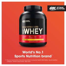 Optimum Nutrition Gold Standard 100% Whey Protein Powder, Banana Cream, 5 Pound (Packaging May Vary)