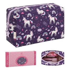 Small Makeup Bag, Birthday Gifts for Girls 4 5 6 7 8 9 10 11 12 13 14 15 16 Years Old, Cute Cosmetic Bag Travel Toiletry Bag for Teen Girls Women Friend Gift, Waterproof PU Leather Makeup Organizer