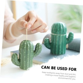 DOITOOL 1pc Cute Cactus Toothpick Holder Ceramic Toothpick Dispenser for Home Decor Stylish and Elegant Design Compact Jar for and Cleanliness