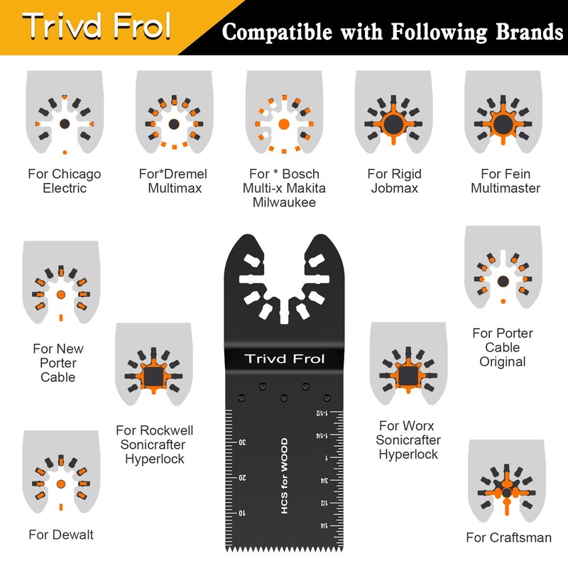Trivd Frol 50PCS Oscillating Saw Blades, Professional Universal Titanium Multitool
