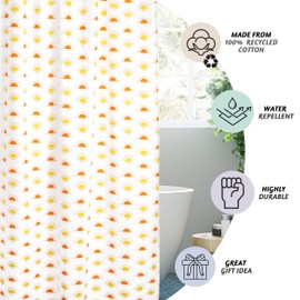 Folkulture Boho Shower Curtain for Bathroom Décor, Water Repellent - 72" X 72" Bathroom Curtains for Modern Farmhouse Décor, 100% Recycled Cotton Fabric Shower Curtain, Tassel Shower Curtain (Rising)
