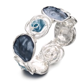 LUREME Rose Flower Bracelet for Women - Colorful Gold Enamel Stretch Bracelet, Adjustable Elastic Metal Bangle, Boho Chic Jewelry (bl003604-1)