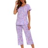 ENJOYNIGHT Womens Pajama Sets Cotton Summer Pjs Tops with Capri