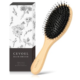 CEVOEL Hair Brush Paddle Brush Natural Pig Hair [New Habit of Young Hair!] Brush Hair Ladies' Comb Hair Smooth (M)