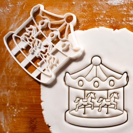 BAKERLOGY Carousel Cookie Cutter - Detailed Biscuit Cutter Design for Baking and Crafts, ideal on fondant, dough, clay