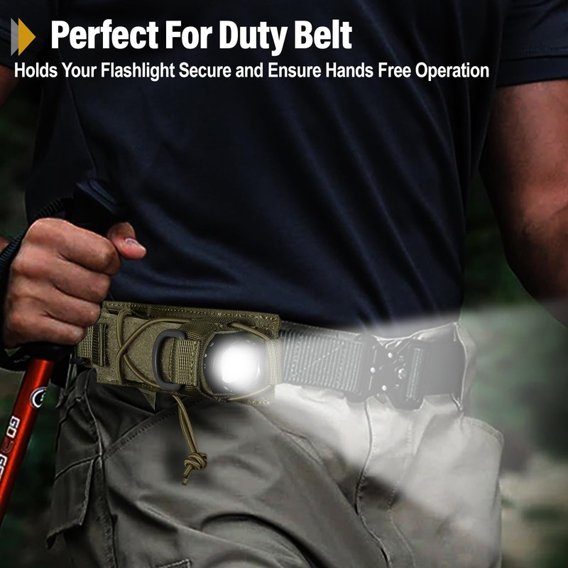 OneTigris Flashlight Holster Molle Flashlight Holder for Belt Tactical Pouch