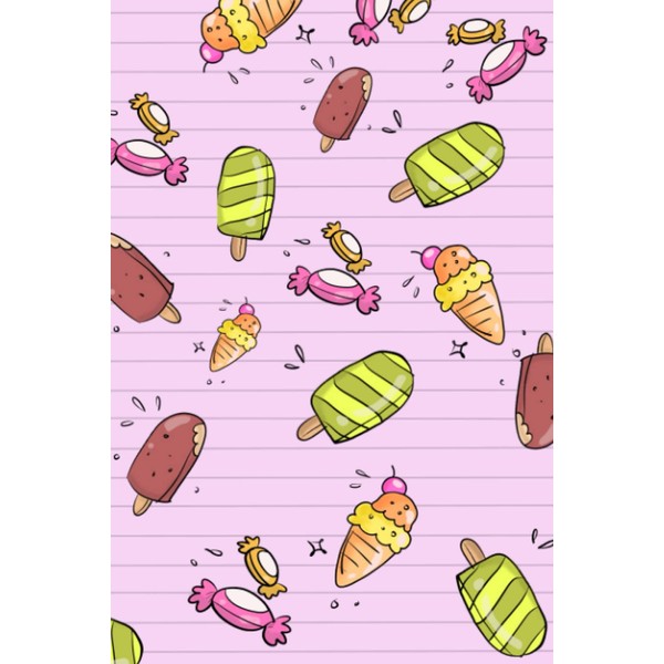 Ice Cream and Candy Pink Notebook College Ruled Paper: College